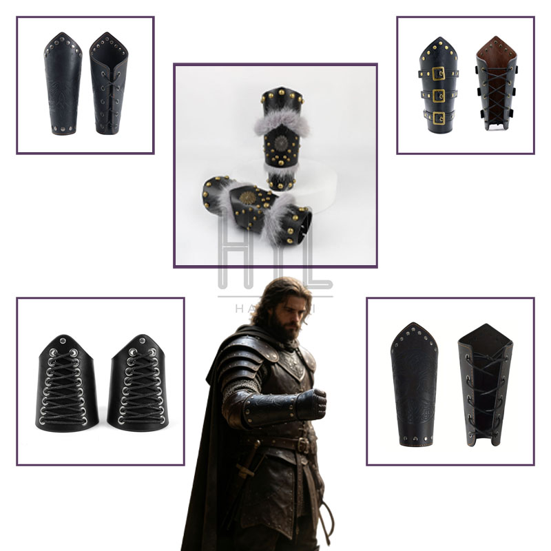 Prop For Cosplay - 中世風スチームパンクレトロ、多層構造のPUレザー製、リベット付きガントレット、ハロウィーン、LARP（ライブ・アクション・ロールプレイング）、コスプレ、手甲、コスチュームアクセサリー、小道具