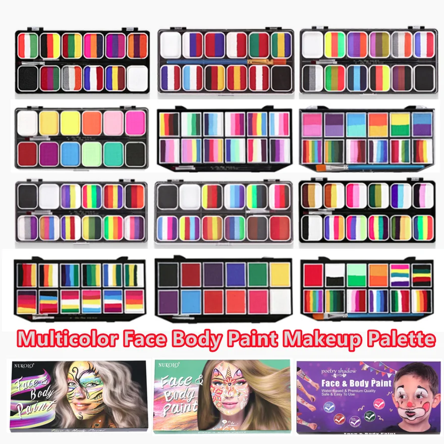 子供と大人のための色とりどりの顔の絵のキット,ブラシ付きの1 - Cosplay Prop Paint のレビューと価格