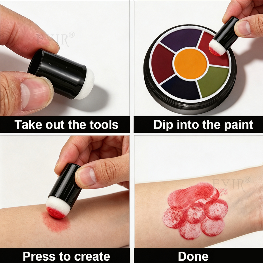 6色フェイス＆ボディペイントパレット SFXメイクアップキッ - Cosplay Prop Paint のレビューと価格