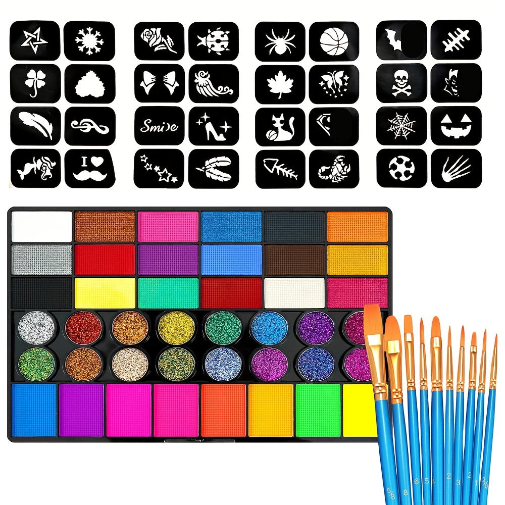 42色フェイス＆ボディペイントパレットキット、24種類のステ - Cosplay Prop Paint のレビューと価格